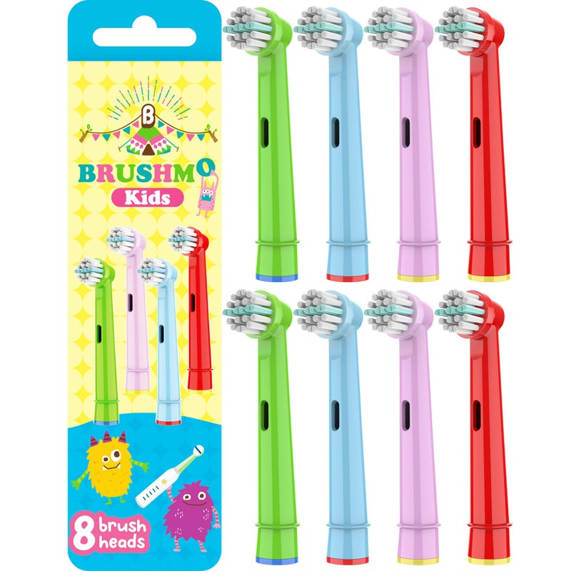 Brushmo Kids Toothbrush Replacement Heads Compatible with Oral B Electric Toothbrush Soft Bristles and Small Heads for Sensitive Teeth and Gums 8 Pack